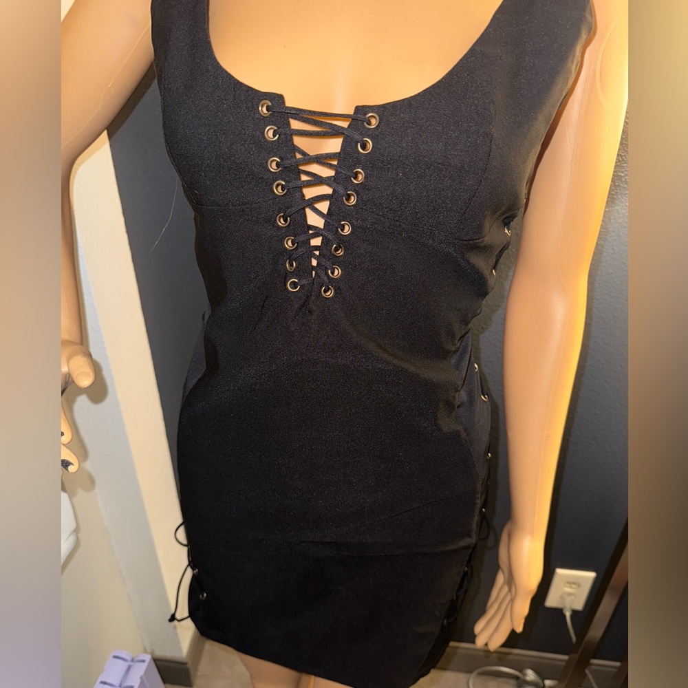 NWT Dolls Kill Poster Grl Stallion Sass Lace Up Mini Dress Size XL - Picture 2 of 16